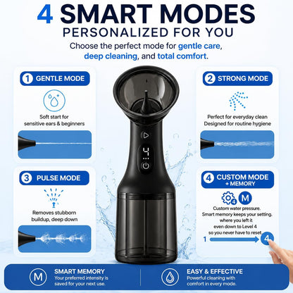 🔥Electric Ear Wax Removal Kit, Safe Gentle Ear Irrigation Cleaner Tool with 4 Pressure Settings, LED Display, IPX7 Waterproof Dual-Chamber Ear Care Device | Free Shipping