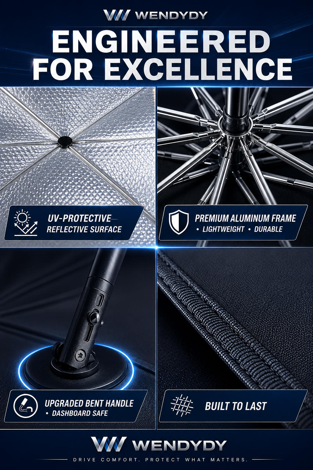 Car Windshield Sun Shade Umbrella - 99% UV block & safe in heat