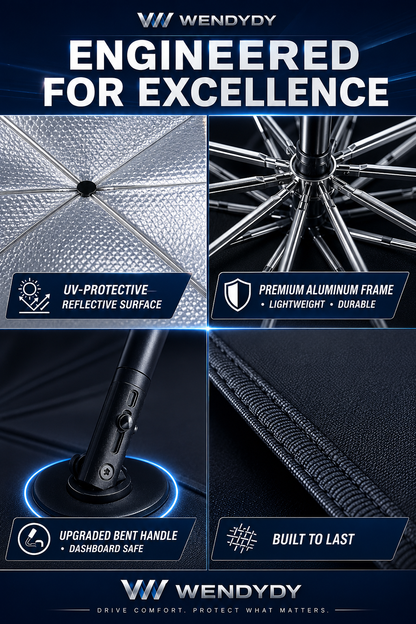 Car Windshield Sun Shade Umbrella - 99% UV block & safe in heat