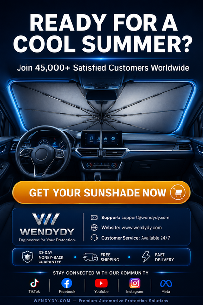 Car Windshield Sun Shade Umbrella - 99% UV block & safe in heat