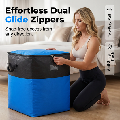 Collapsible Storage and Moving Bag – Heavy-duty handles & zippered closure  – reusable & easy to clean