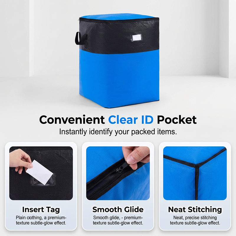 Collapsible Storage and Moving Bag – Heavy-duty handles & zippered closure  – reusable & easy to clean