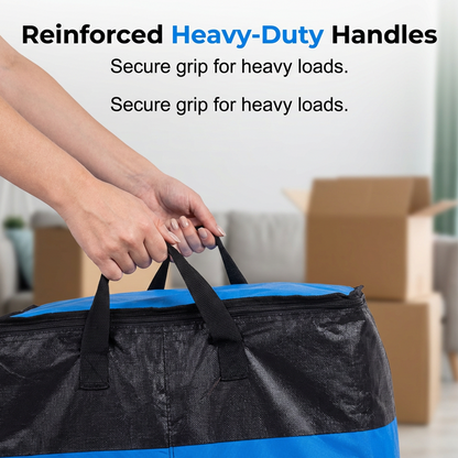 Collapsible Storage and Moving Bag – Heavy-duty handles & zippered closure  – reusable & easy to clean